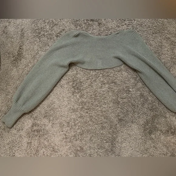 ZARA Sage Green Ribbed Knit Bolero / Arm Warmers - Picture 3 of 6